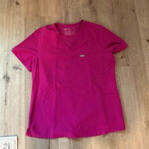 Figs Vibrant Pink Scrub Top